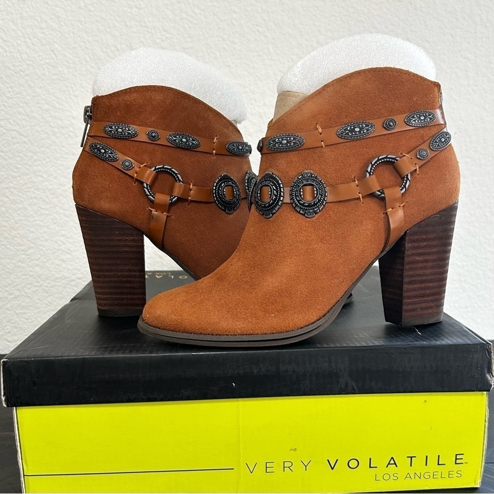 Very Volatile Hereford Whiskey Heeled  Booties Size 6 New In Box Cowgirl Boots - Picture 4 of 8